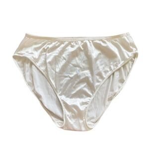 Vtg DELICATES Stretch SATIN Hi-Cut Bikini PANTIES Second Skin 10 Glossy White